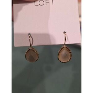 LOFT Gold Tone Teardrop Faceted Stone Dangle Earrings